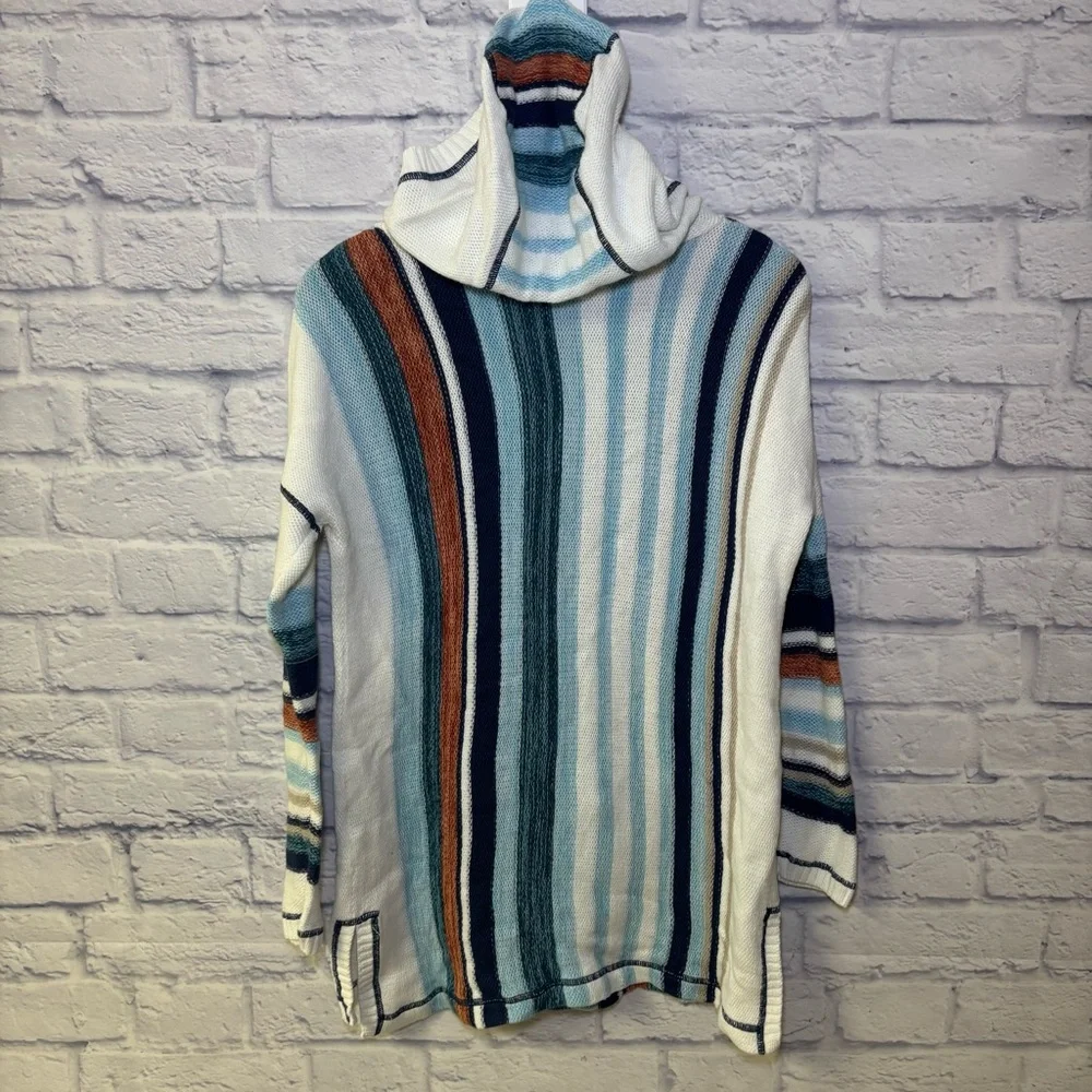 Soft Surroundings Bimini Pullover Hoodie Women Large Multicolor Striped Sweater